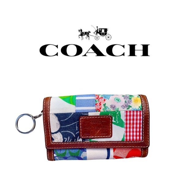 Coach Handbags - Coach Patchwork Zip Keychain Snap Wallet
